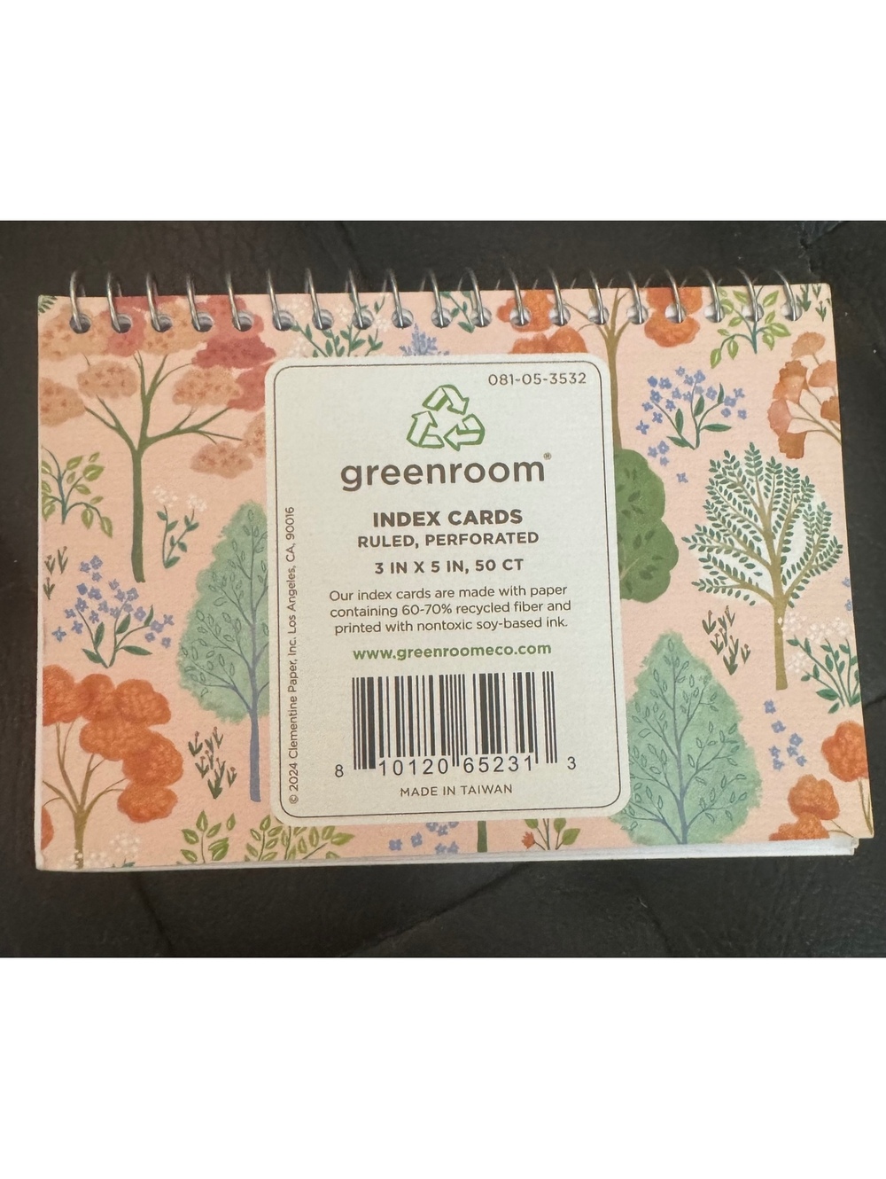 Greenroom Spiral Bound Ruled and Perforated Index Cards 3x5 Inches, 50 Count